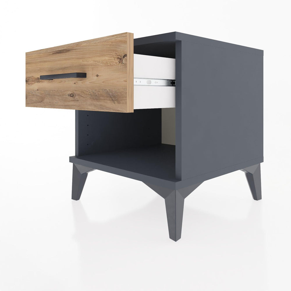 Woodntry Modular Nightstand Anthracite 44x44x36 cm with Drawer and Shelf CR1-2
