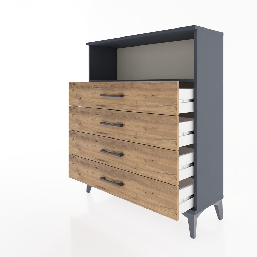 Woodntry Modüler Şifonyer Antrasit 88x30x94 cm Çekmeceli ve Raflı CR19-2