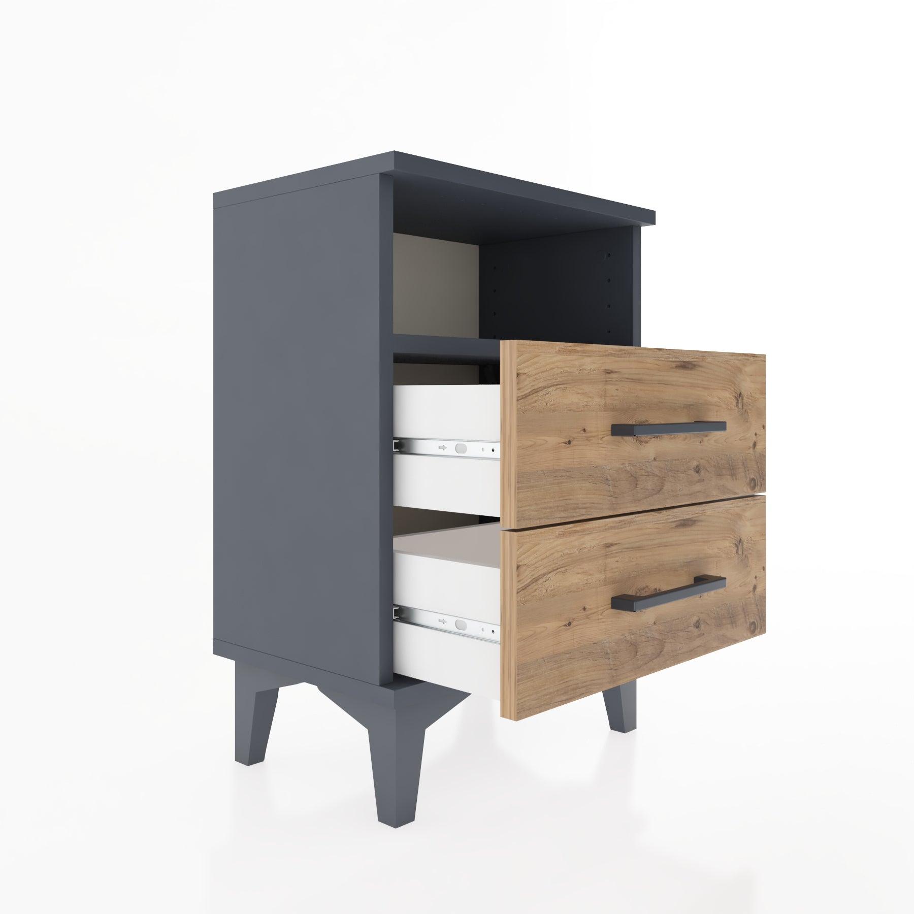 Woodntry Modüler Komodin İki Çekmeceli 44x30x52 cm Antrasit - Woodntry