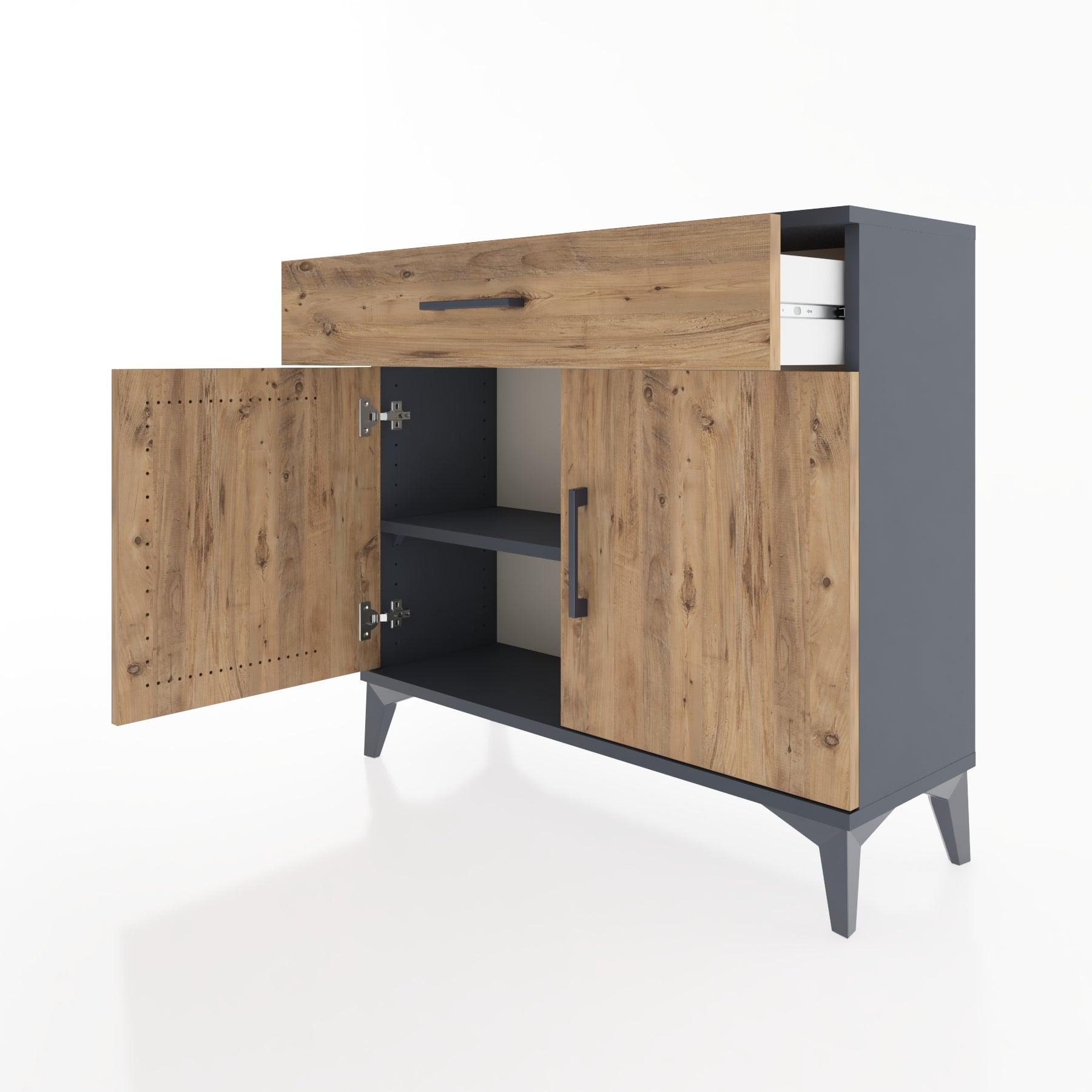 Woodntry Modüler Şifonyer Çekmece ve Kapaklı V1 88x30x68 cm Antrasit - Woodntry