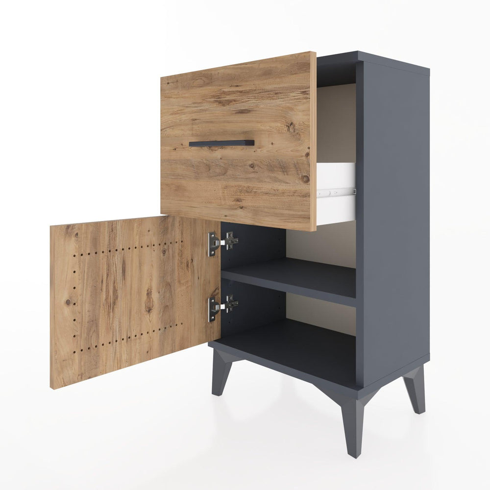 Woodntry Modüler Komodin Çekmece ve Kapaklı V1 44x30x68 cm Antrasit - Woodntry