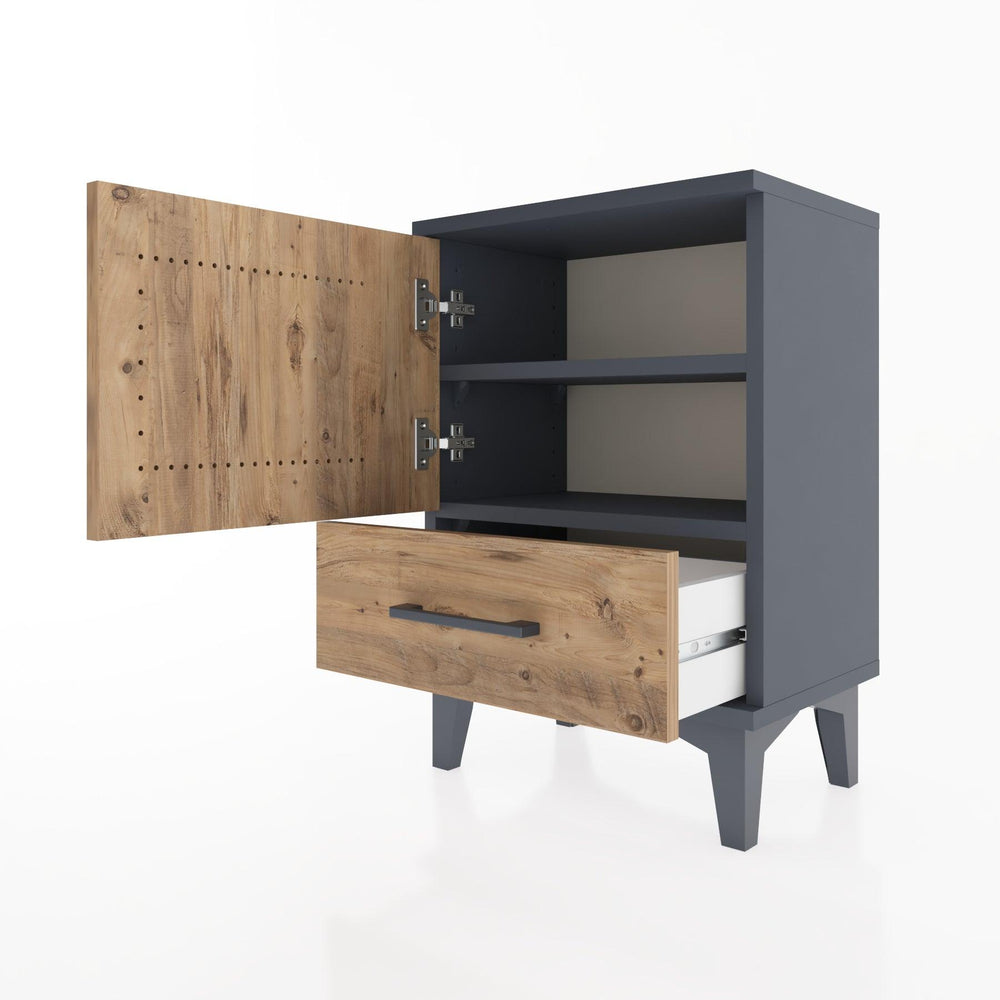 Woodntry Modüler Komodin Kapak ve Çekmeceli 44x30x52 cm Antrasit - Woodntry