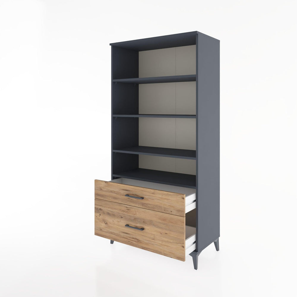 Woodntry Modüler Dolap Antrasit 88x44x170 cm Çekmeceli ve Raflı CR43-2