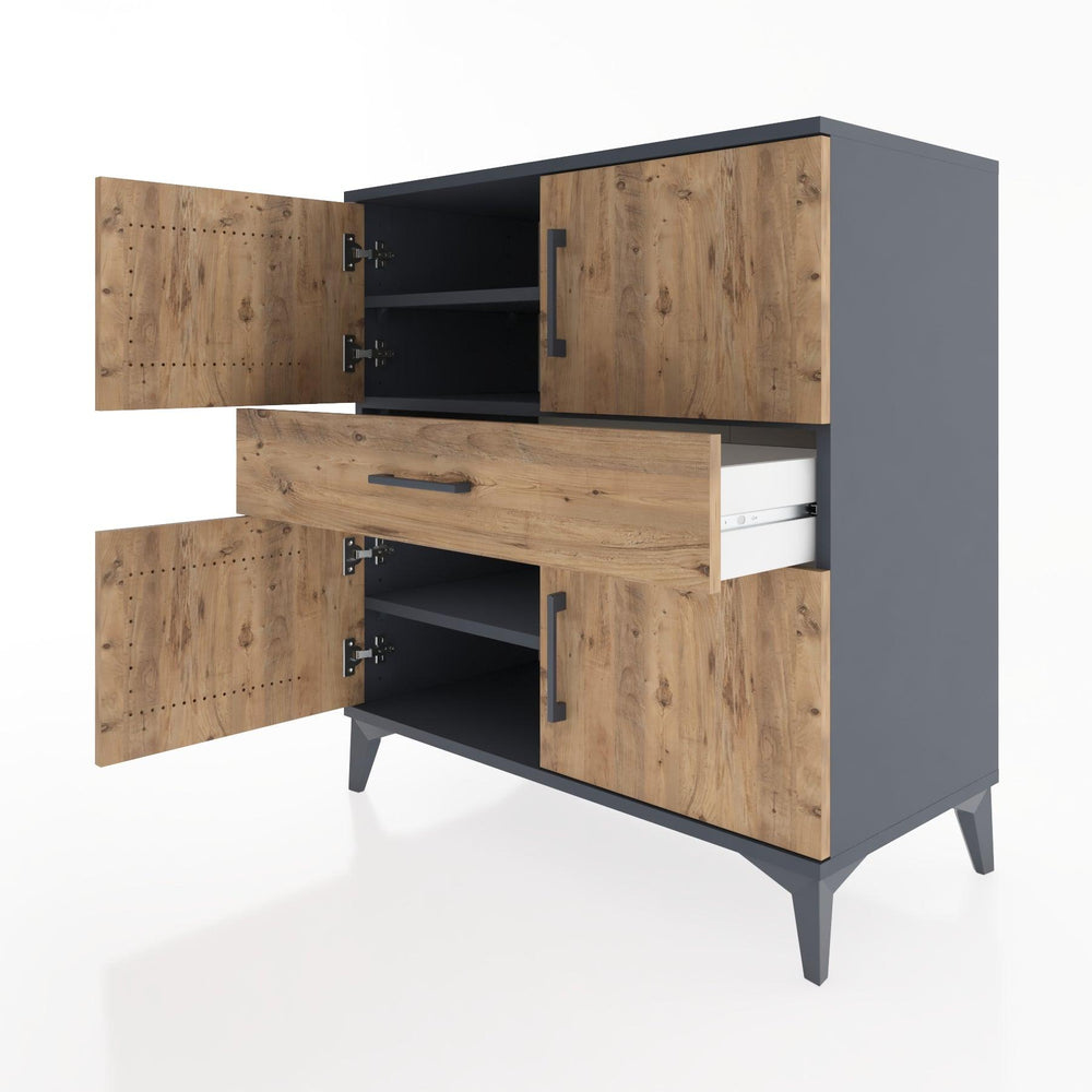 Woodntry Modular Dresser Anthracite 88x44x84 cm with Cover and Drawer KC101-2