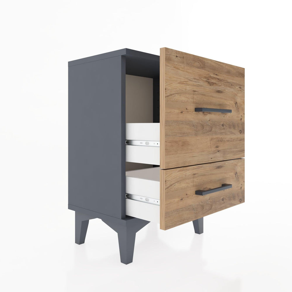 Woodntry Modüler Komodin Büyük ve Küçük Çekmece 44x30x52 cm Antrasit - Woodntry