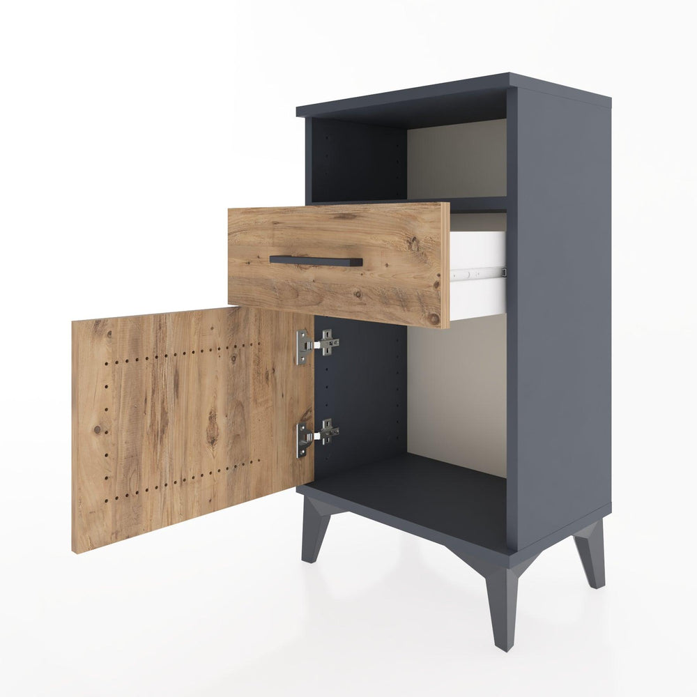 Woodntry Modüler Komodin Raf Çekmece Kapaklı 44x30x68 cm Antrasit - Woodntry