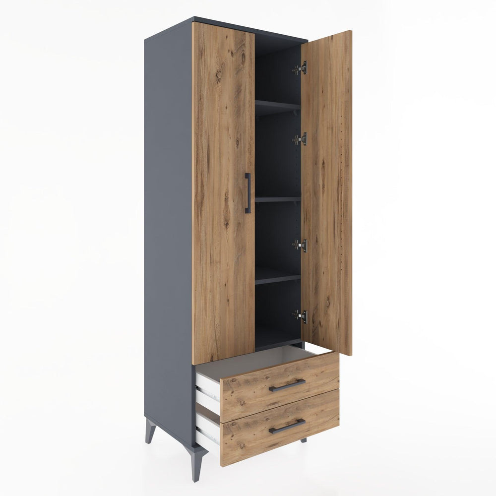 Woodntry Modular Cabinet Anthracite 60x44x170 cm with Doors and Drawers KC7-2