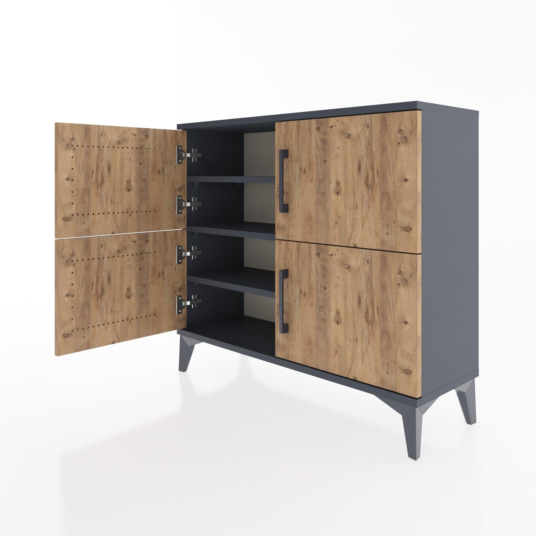 Woodntry Modüler Şifonyer Dört Kapaklı 88x30x68 cm Antrasit - Woodntry