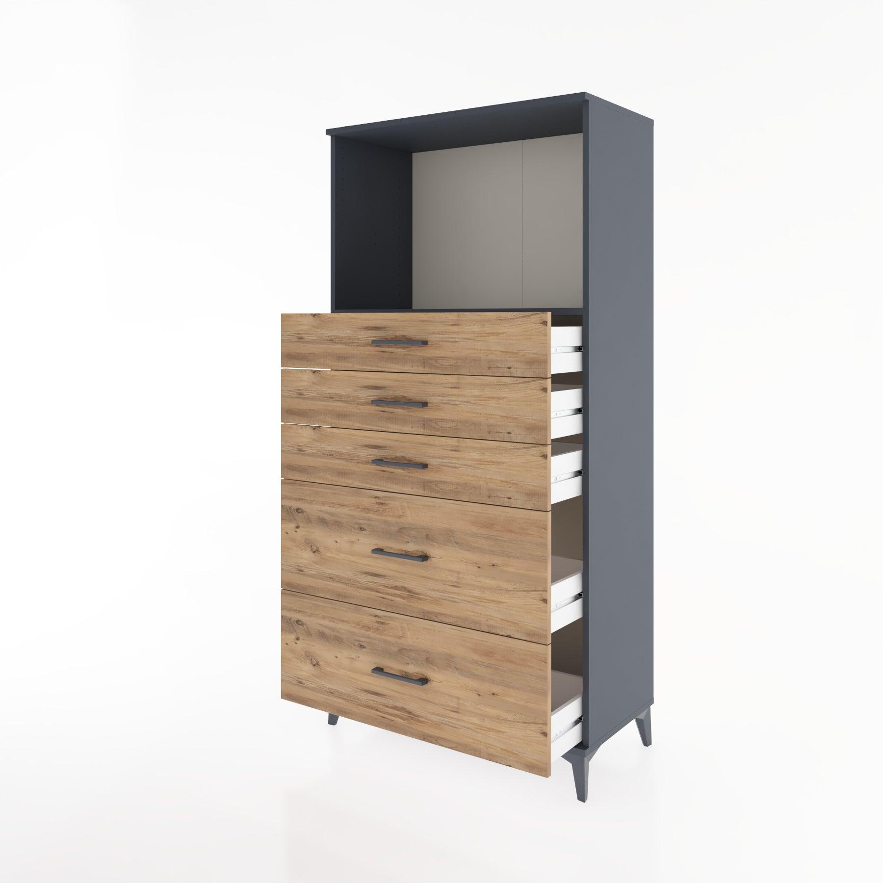 Woodntry Modular Cabinet Anthracite 88x44x170 cm with Drawers and Shelves CR46-2