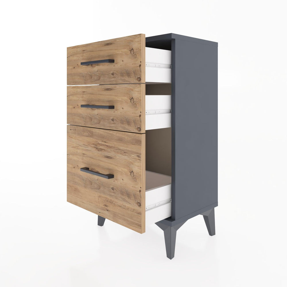 Woodntry Modüler Komodin Üç Çekmeceli V2 44x30x68 cm Antrasit - Woodntry