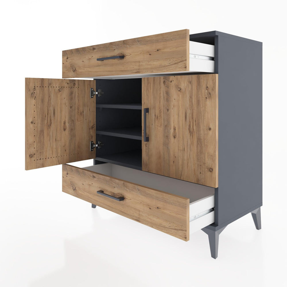 Woodntry Modular Dresser Anthracite 88x44x84 cm with Cover and Drawer KC58-2