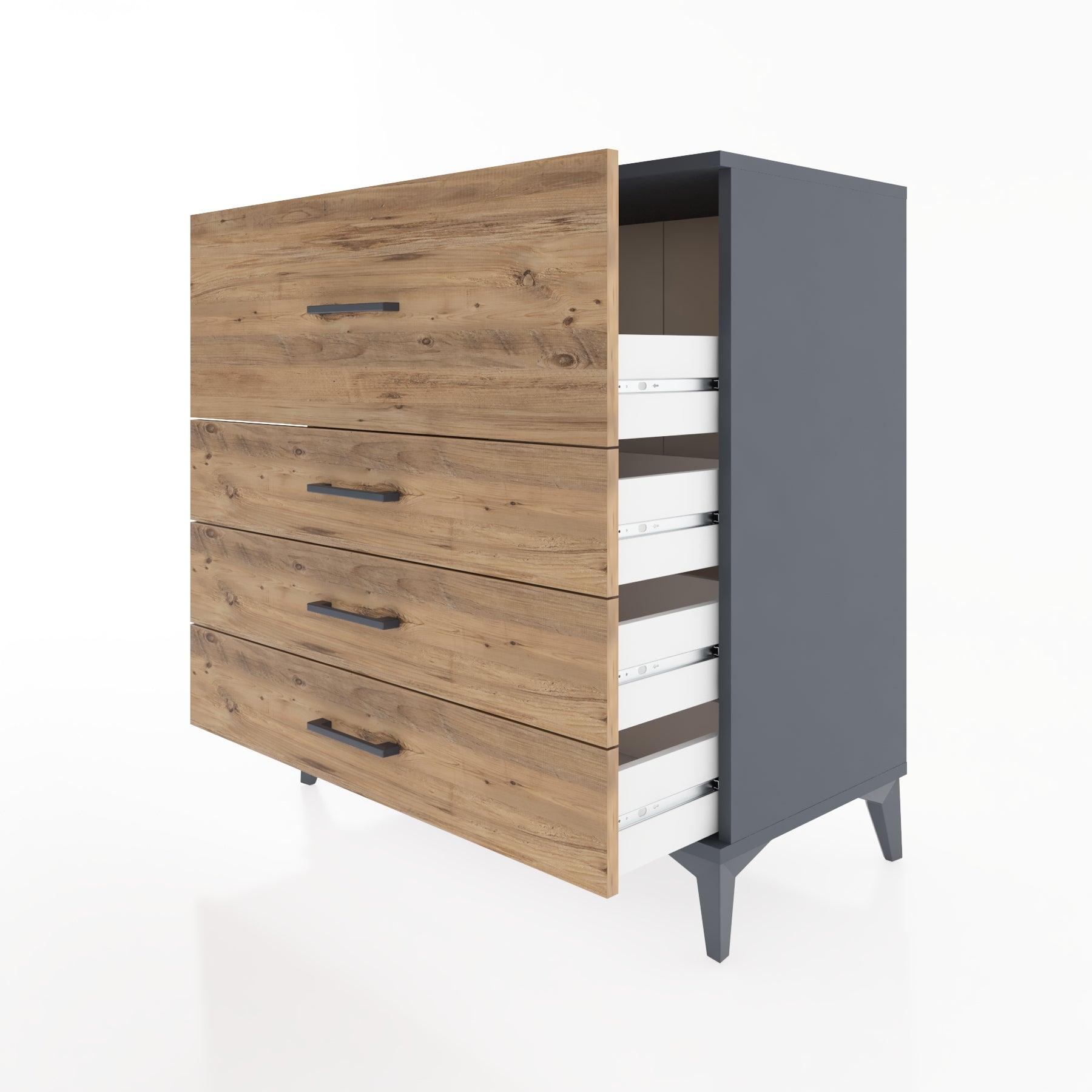 Woodntry Modüler Şifonyer Antrasit 88x44x84 cm Çekmeceli C7-2