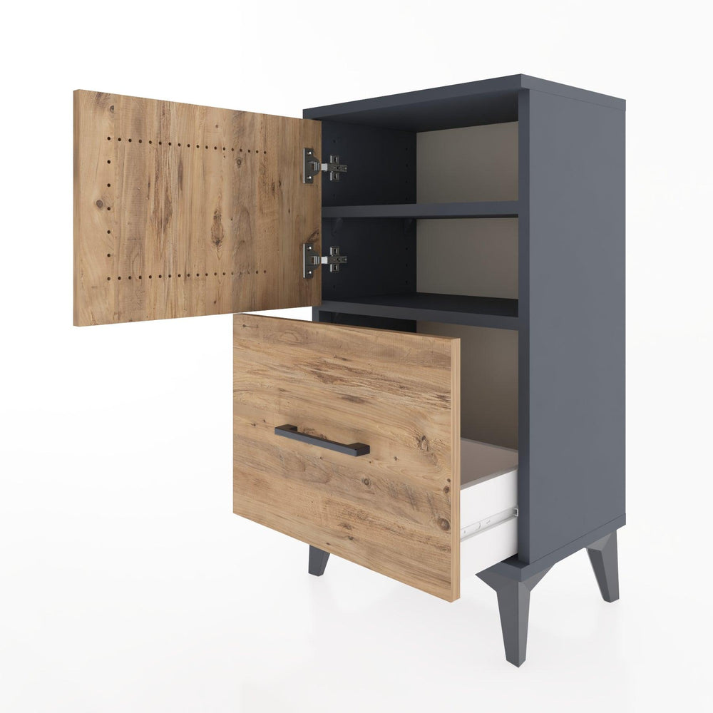 Woodntry Modüler Komodin Çekmece ve Kapaklı V2 44x30x68 cm Antrasit - Woodntry