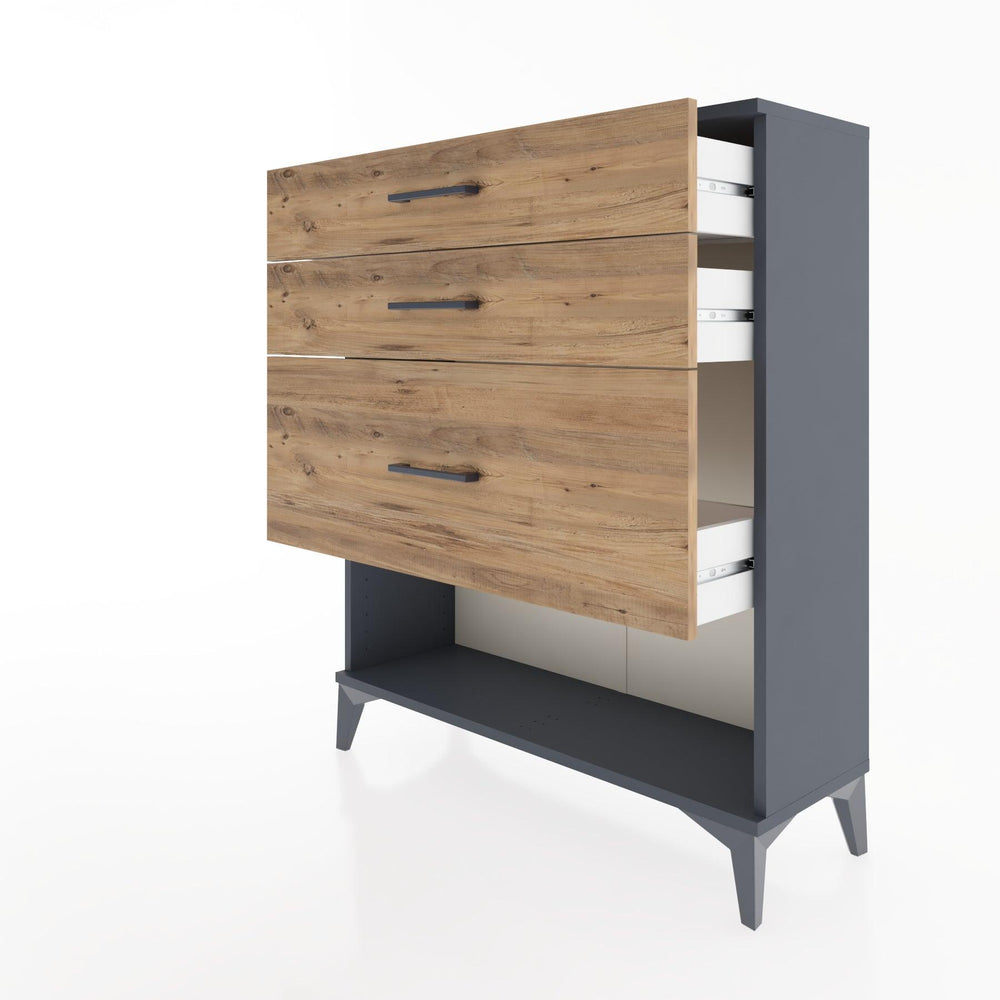 Woodntry Modular Dresser Anthracite 88x30x94 cm with Drawers and Shelves CR15-2