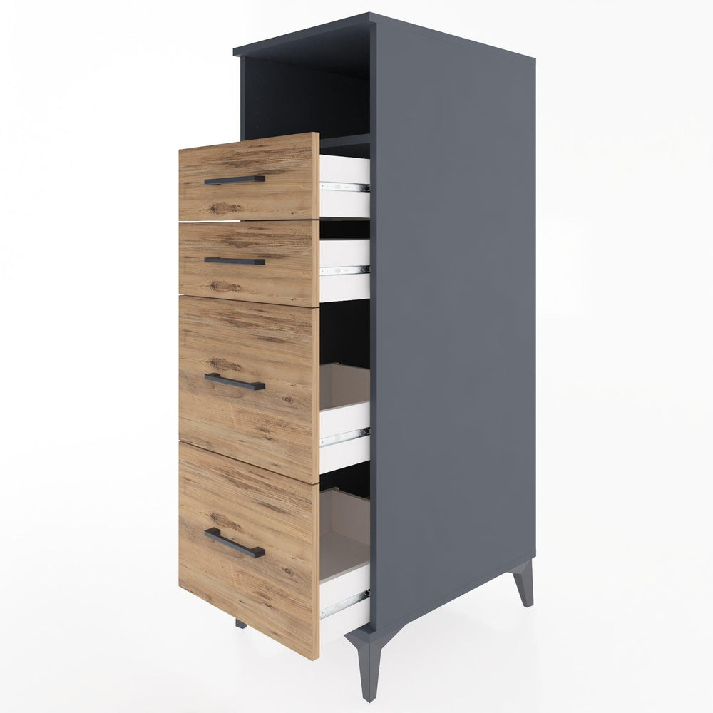 Woodntry Modular Cabinet Anthracite 44x30x122 cm with Drawers and Shelves CR101-2