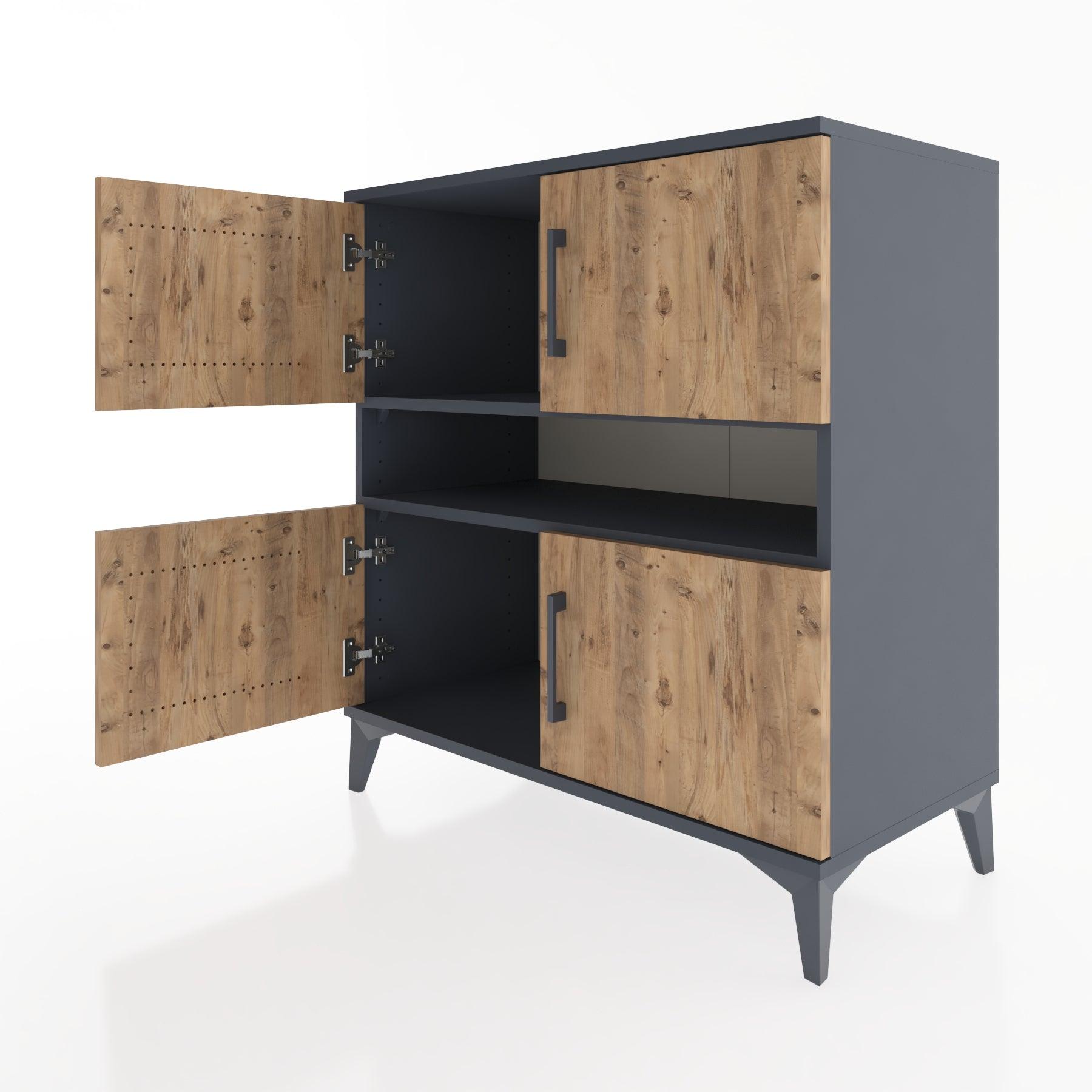 Woodntry Modular Dresser Anthracite 88x44x84 cm with Cover and Shelf KR104-2