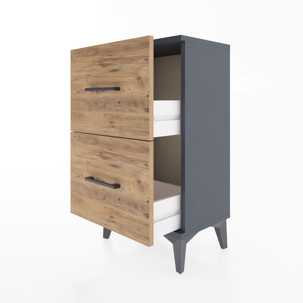 Woodntry Modüler Komodin İki Çekmeceli 44x30x68 cm Antrasit - Woodntry