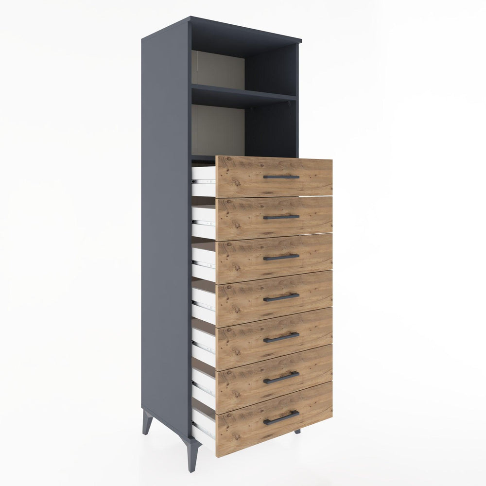 Woodntry Modular Cabinet Anthracite 60x44x170 cm with Drawers and Shelves CR33-2