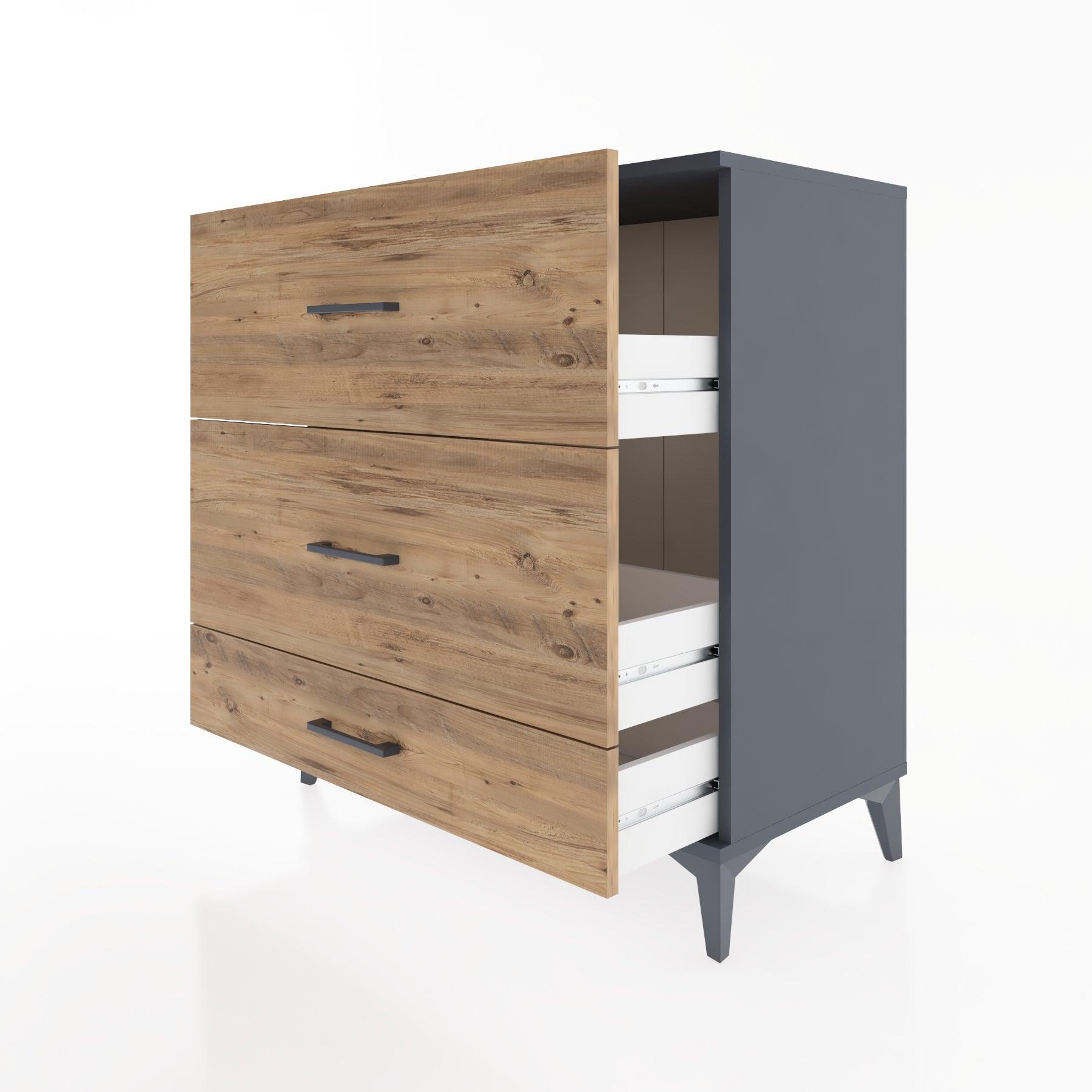 Woodntry Modüler Şifonyer Antrasit 88x44x84 cm Çekmeceli C6-2