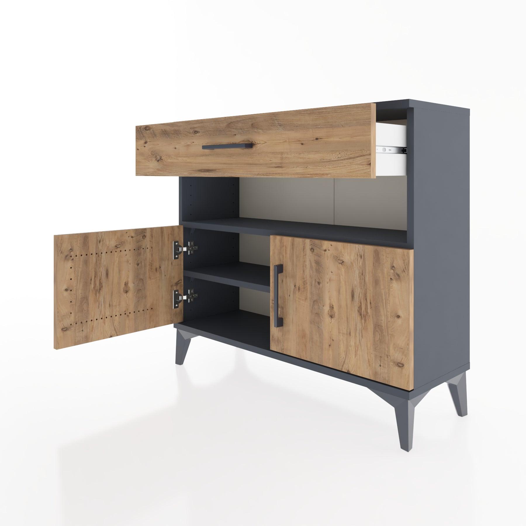 Woodntry Modüler Şifonyer Çekmece ve Kapaklı T1 88x30x94 cm Antrasit - Woodntry