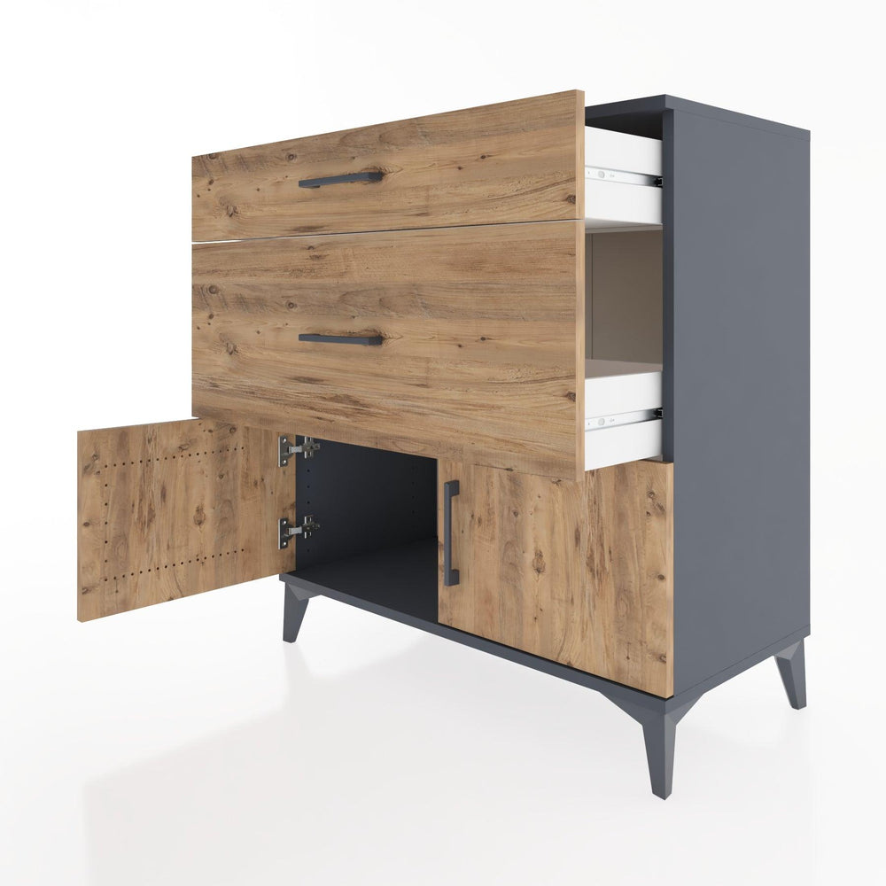 Woodntry Modular Dresser Anthracite 88x44x84 cm with Cover and Drawer KC116-2