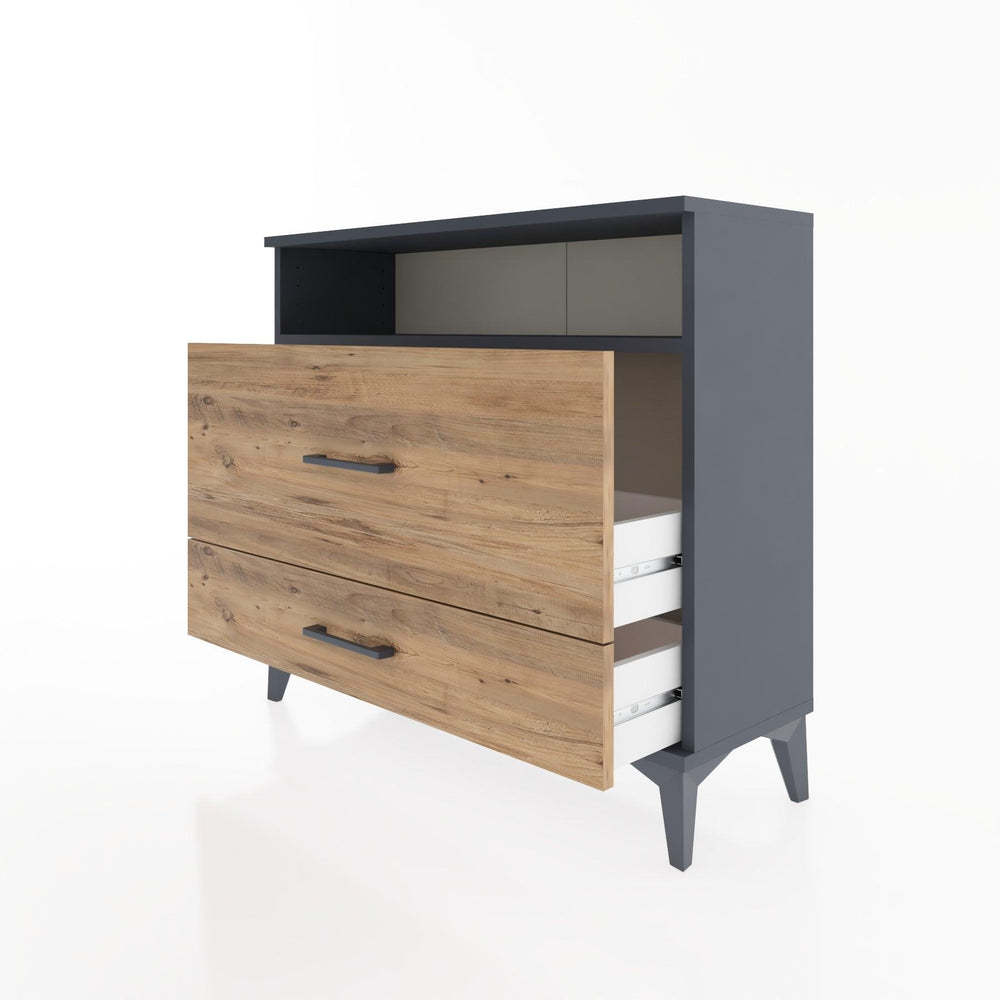 Woodntry Modüler Şifonyer İki Çekmeceli V7 88x30x68 cm Antrasit - Woodntry