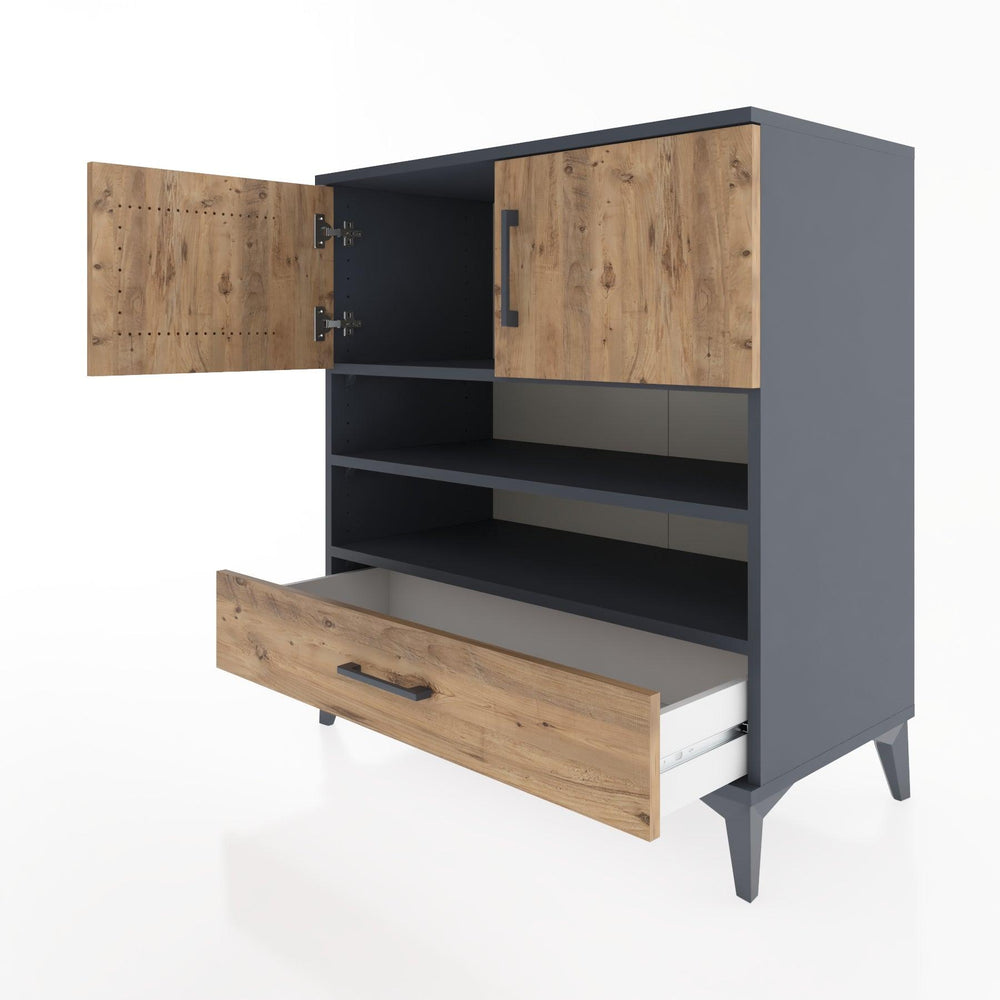 Woodntry Modüler Şifonyer Antrasit 88x44x84 cm Fonksiyonel F94-2