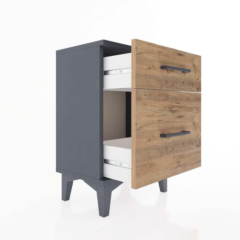 Woodntry Modüler Komodin Küçük ve Büyük Çekmece 44x30x52 cm Antrasit - Woodntry