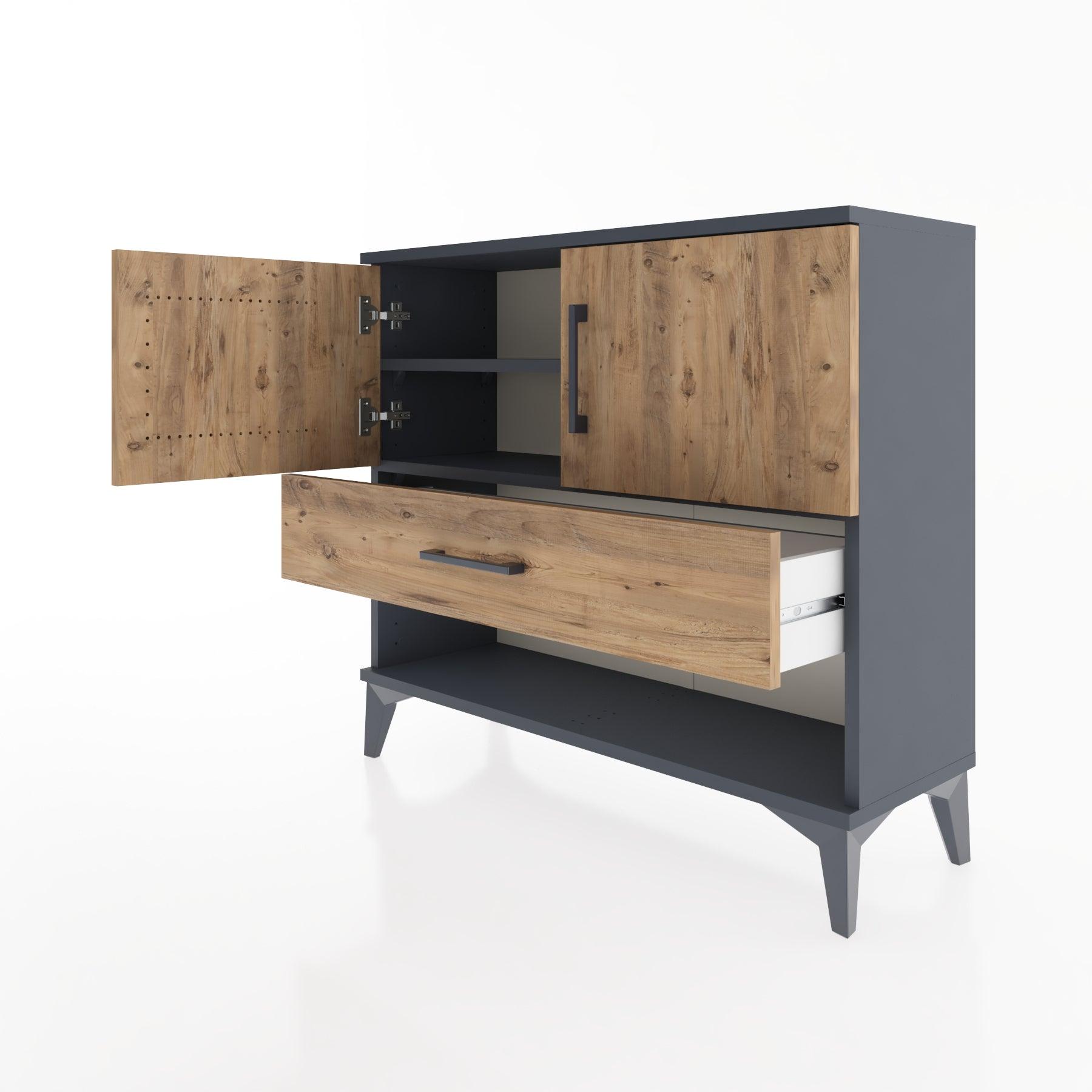 Woodntry Modüler Şifonyer Kapak ve Çekmeceli V4 88x30x68 cm Antrasit - Woodntry