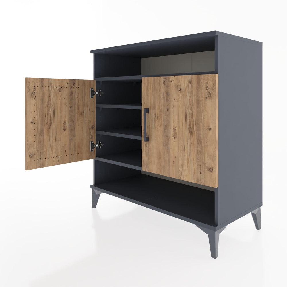 Woodntry Modüler Şifonyer Antrasit 88x44x84 cm Kapaklı ve Raflı KR67-2