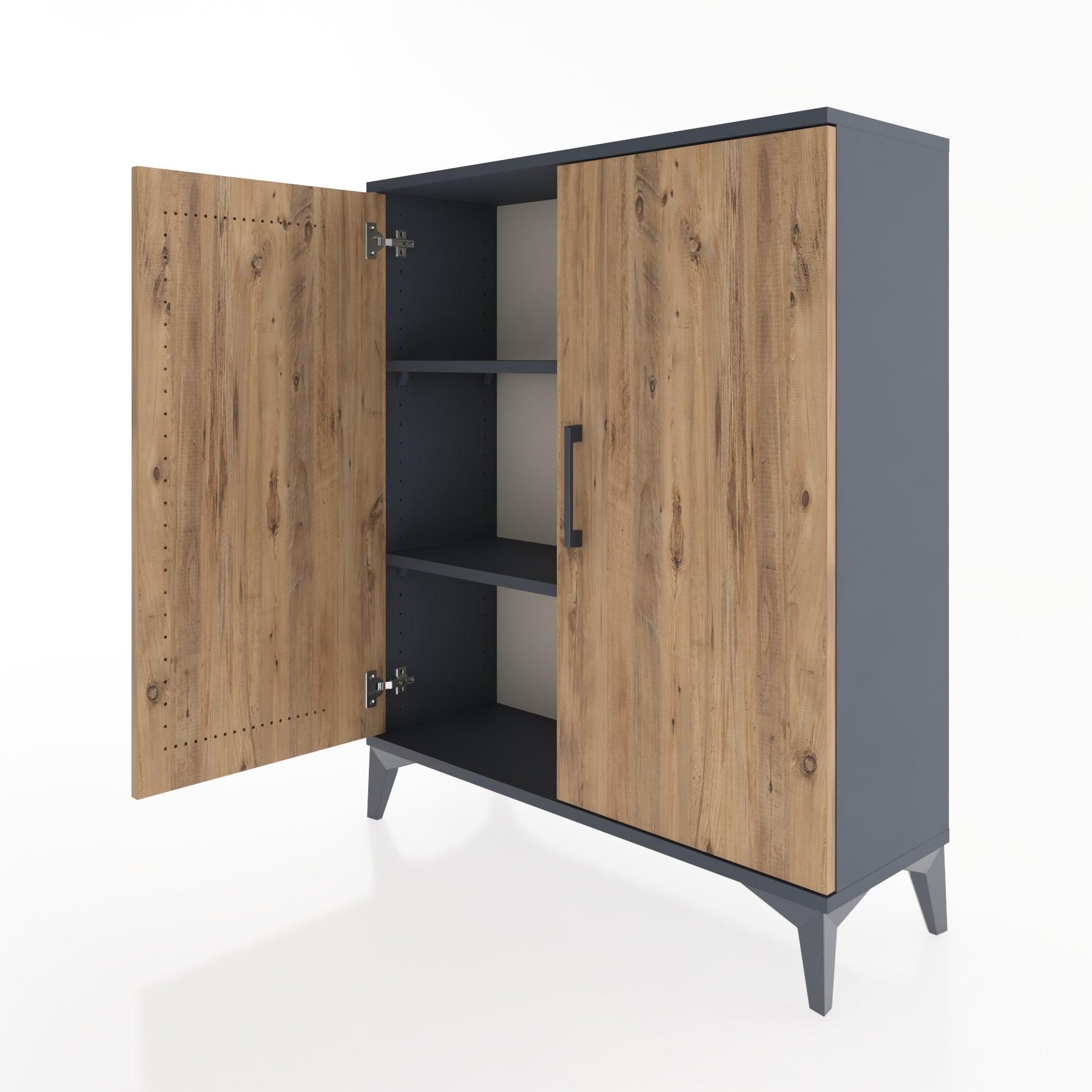 Woodntry Modüler Şifonyer Antrasit 88x30x94 cm Kapaklı K5-2