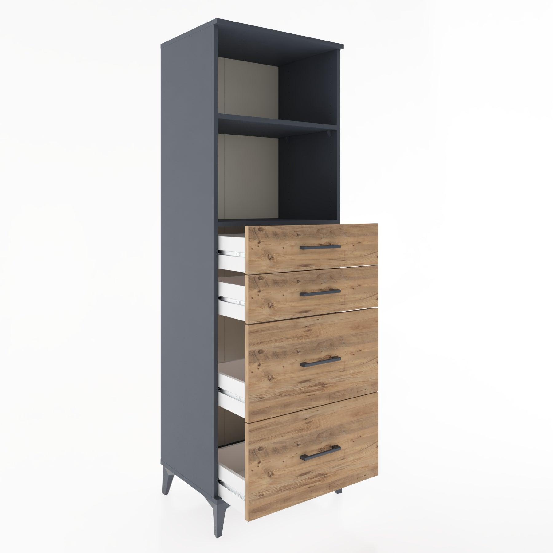 Woodntry Modular Cabinet Anthracite 60x44x170 cm with Drawers and Shelves CR46-2