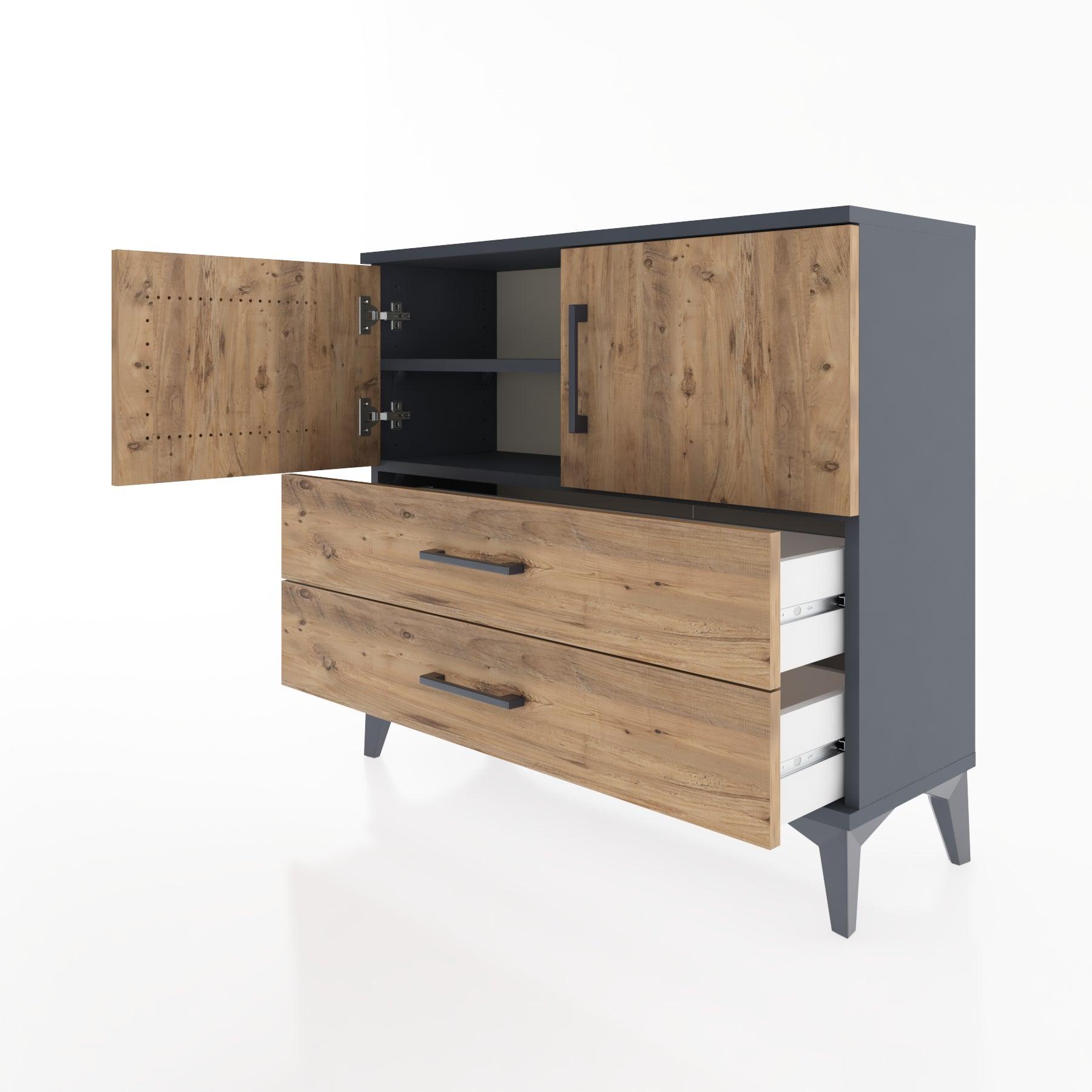 Woodntry Modüler Şifonyer Kapak ve Çekmeceli T1 88x30x94 cm Antrasit - Woodntry