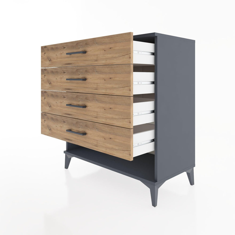 Woodntry Modüler Şifonyer Antrasit 88x44x84 cm Çekmeceli ve Raflı CR10-2