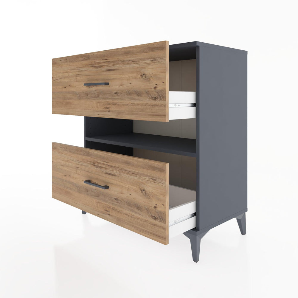 Woodntry Modular Dresser Anthracite 88x44x84 cm with Drawers and Shelves CR2-2