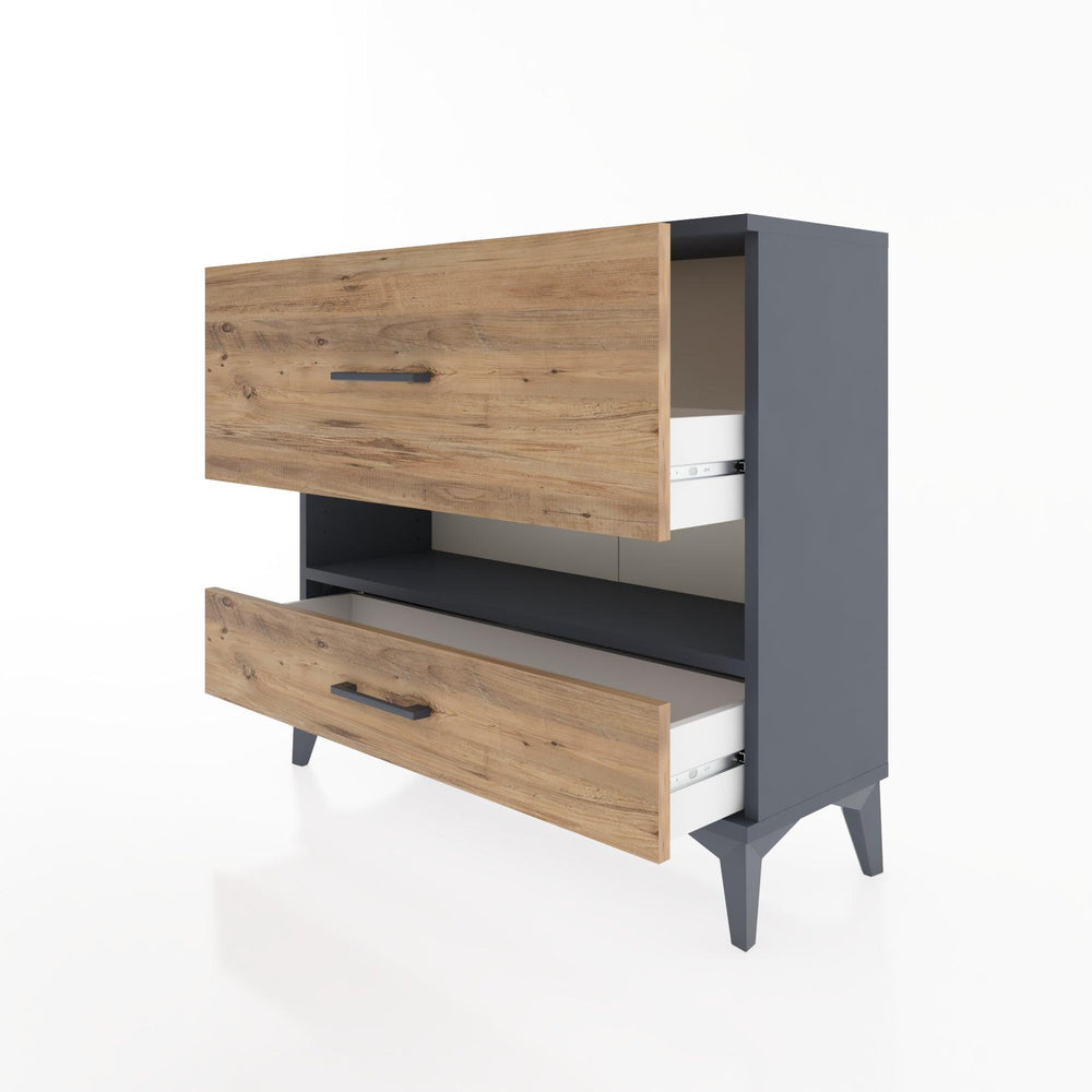 Woodntry Modüler Şifonyer İki Çekmeceli V10 88x30x68 cm Antrasit - Woodntry