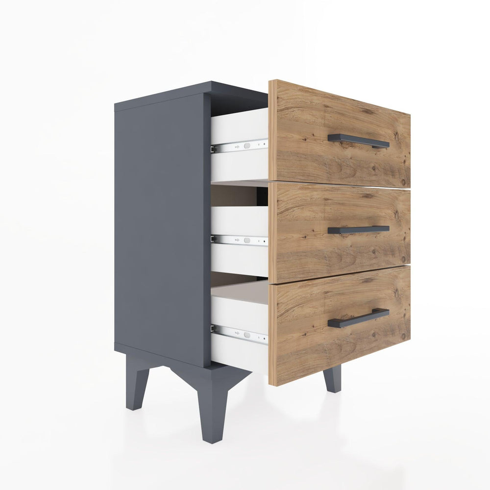 Woodntry Modüler Komodin Üç Çekmeceli 44x30x52 cm Antrasit - Woodntry
