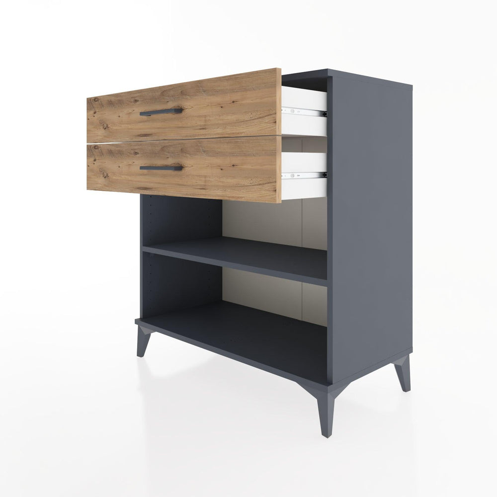 Woodntry Modüler Şifonyer Antrasit 88x44x84 cm Çekmeceli ve Raflı CR14-2