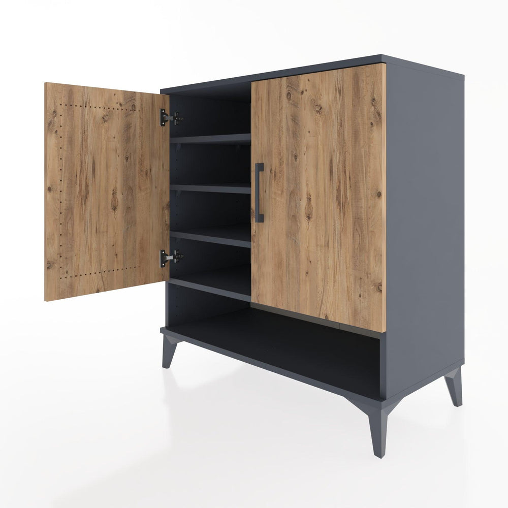 Woodntry Modüler Şifonyer Antrasit 88x44x84 cm Kapaklı ve Raflı KR74-2