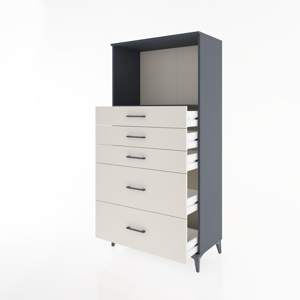 Woodntry Modüler Dolap Antrasit 88x44x170 cm Çekmeceli ve Raflı CR46-2
