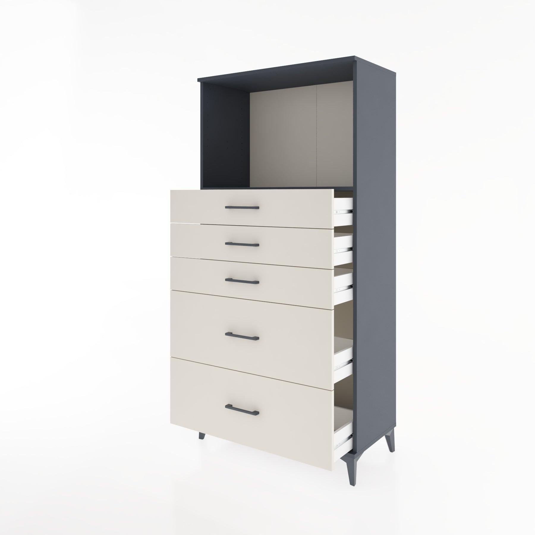 Woodntry Modular Cabinet Anthracite 88x44x170 cm with Drawers and Shelves CR46-2