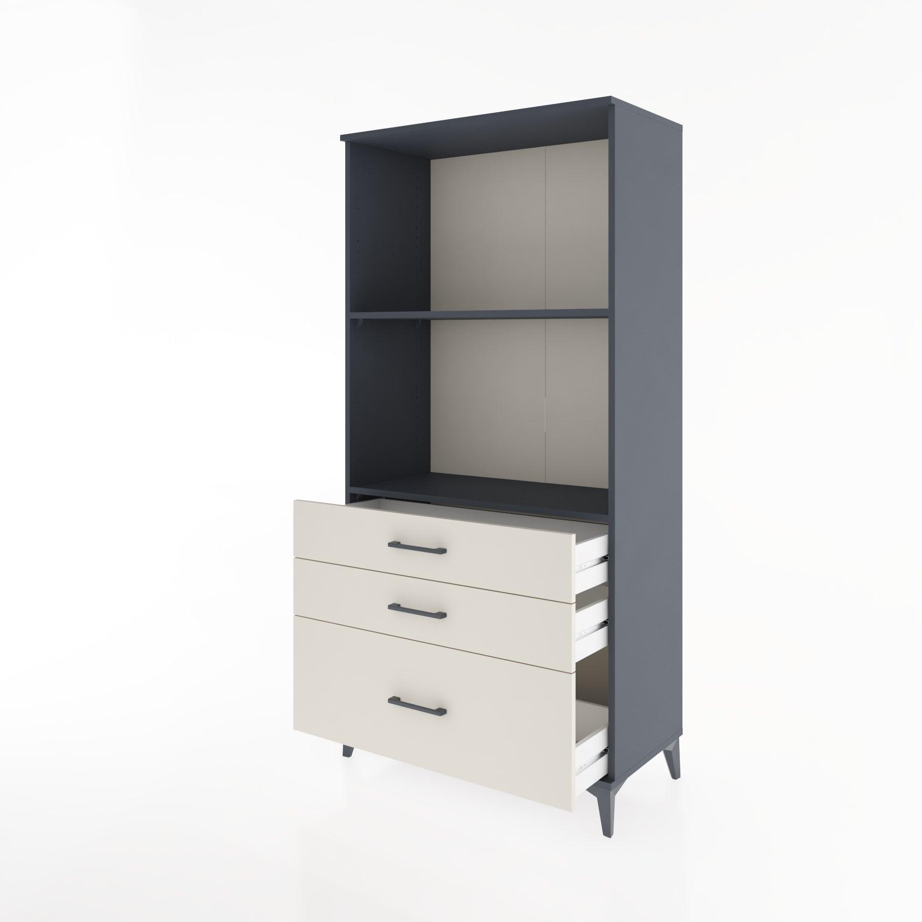 Woodntry Modular Cabinet Anthracite 88x44x170 cm with Drawers and Shelves CR42-2