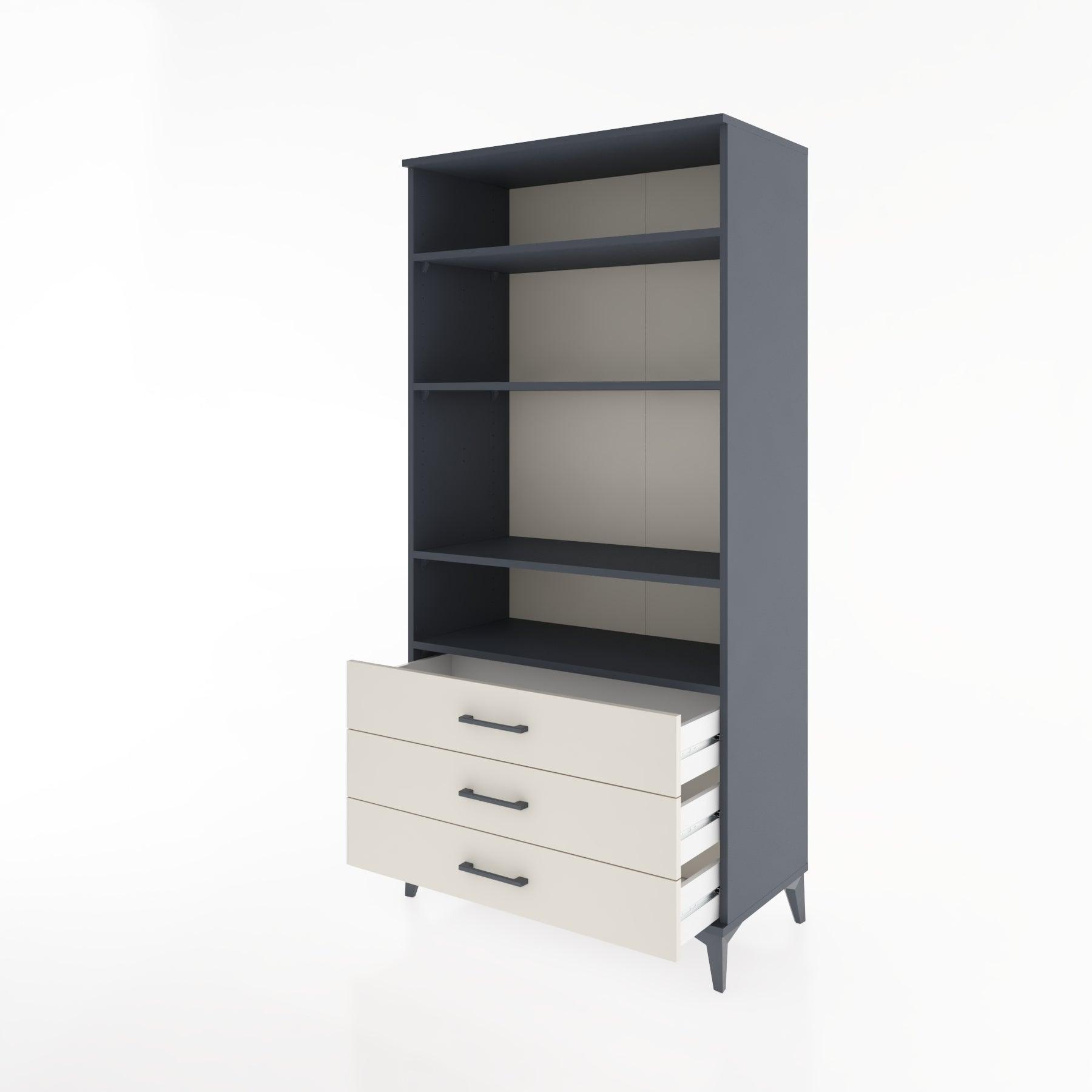 Woodntry Modular Cabinet Anthracite 88x44x170 cm with Drawers and Shelves CR37-2