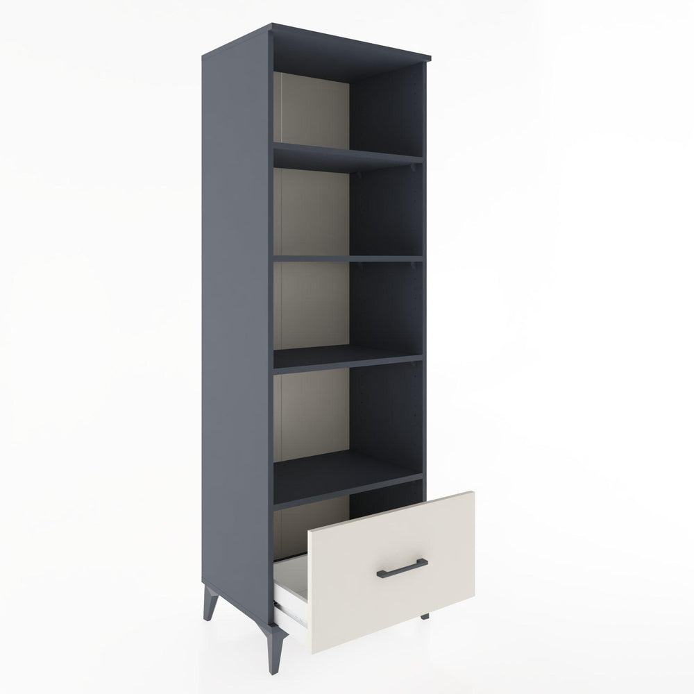 Woodntry Modüler Dolap Antrasit 60x44x170 cm Çekmeceli ve Raflı CR44-2