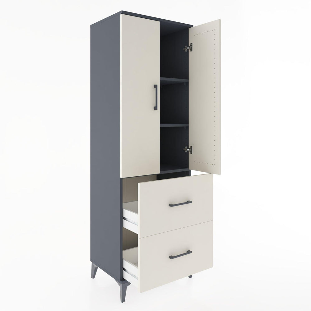 Woodntry Modular Cabinet Anthracite 60x44x170 cm with Doors and Drawers KC21-2