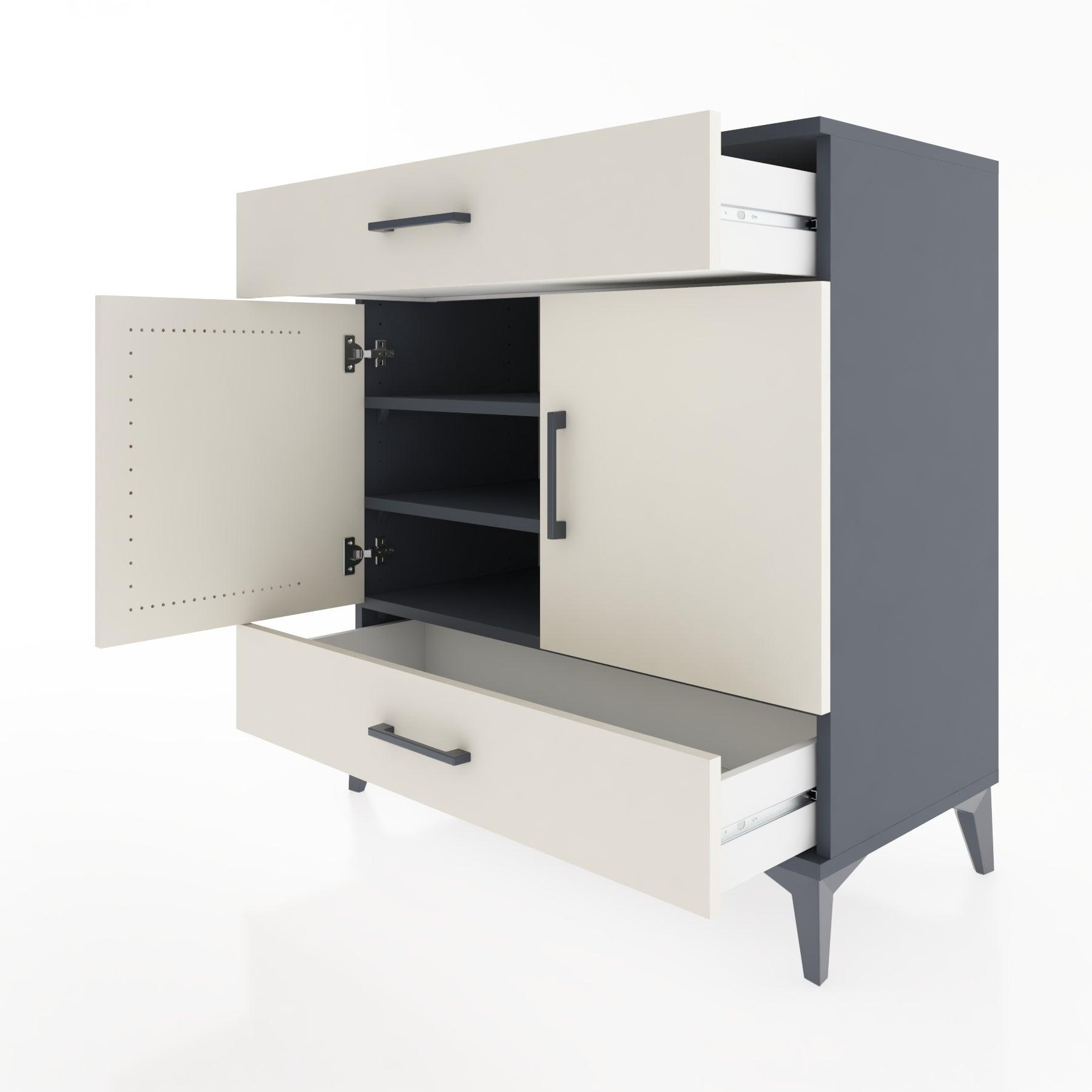 Woodntry Modular Dresser Anthracite 88x44x84 cm with Cover and Drawer KC58-2