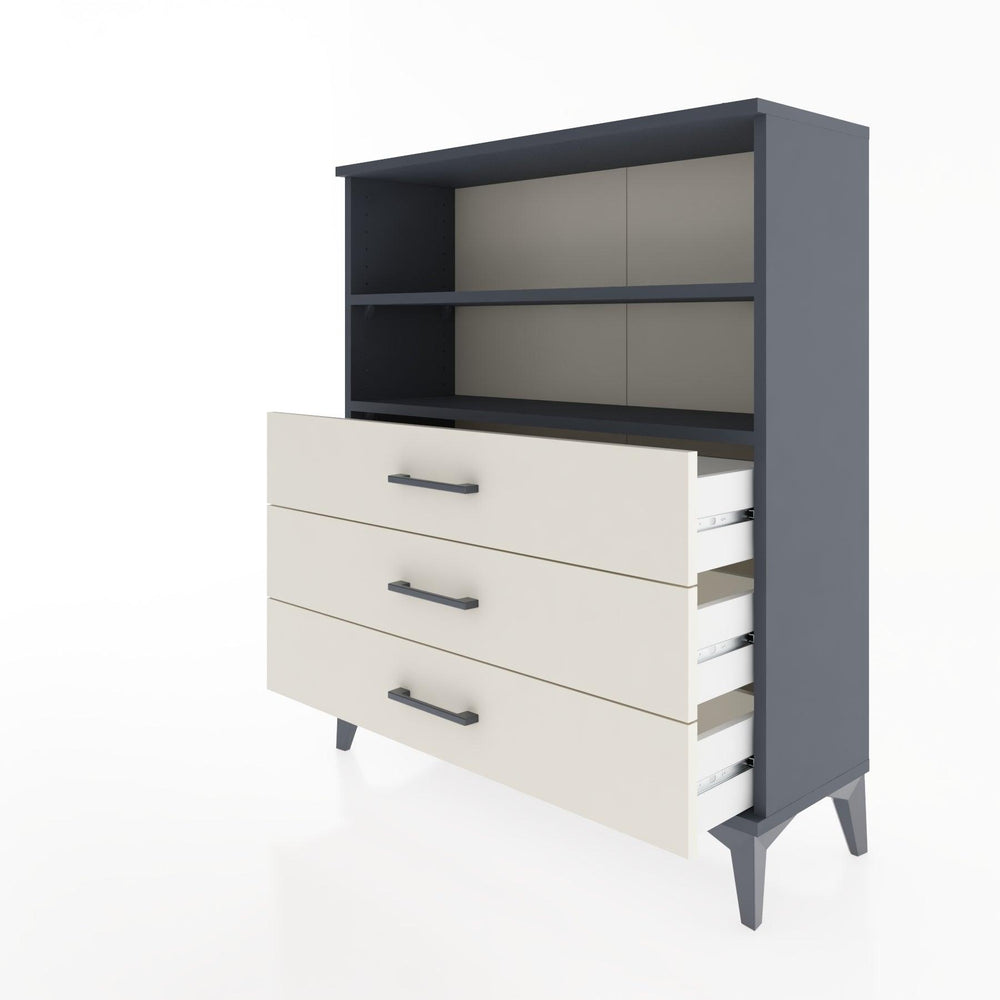 Woodntry Modüler Şifonyer Antrasit 88x30x94 cm Çekmeceli ve Raflı CR18-2