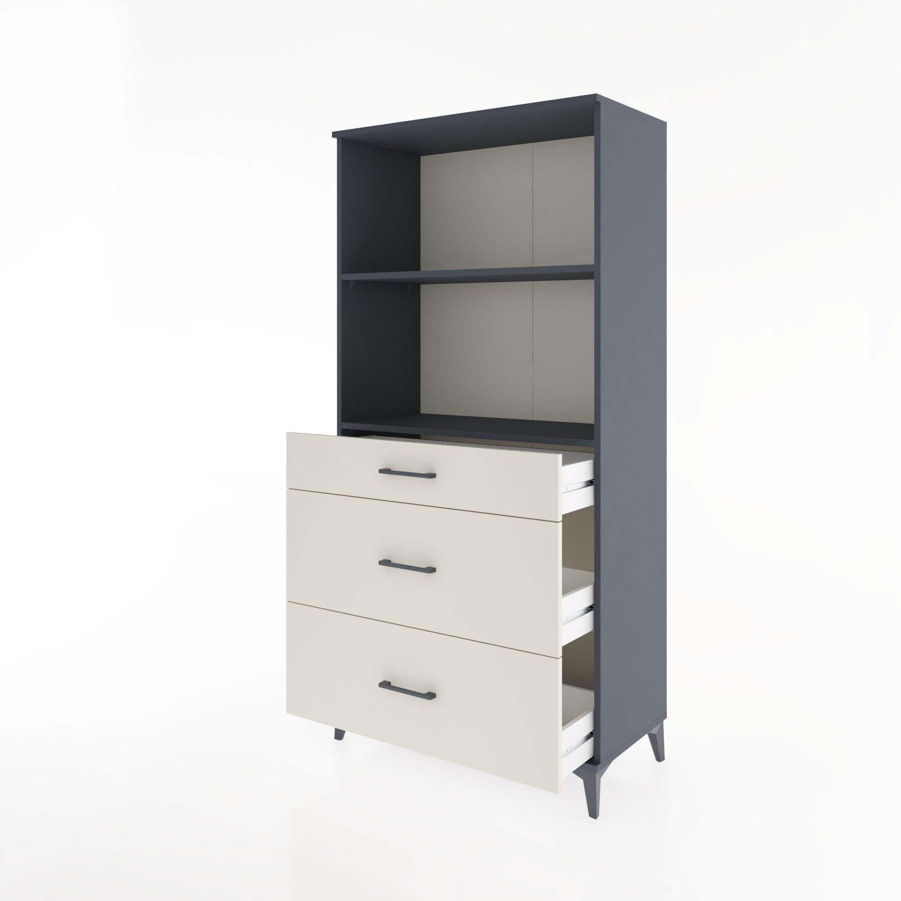 Woodntry Modular Cabinet Anthracite 88x44x170 cm with Drawers and Shelves CR48-2