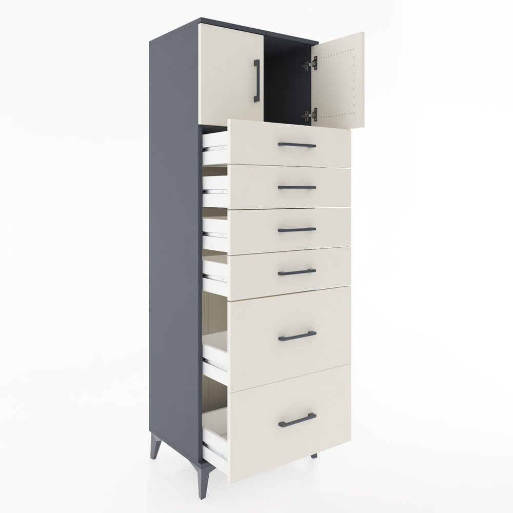 Woodntry Modular Cabinet Anthracite 60x44x170 cm with Doors and Drawers KC17-2
