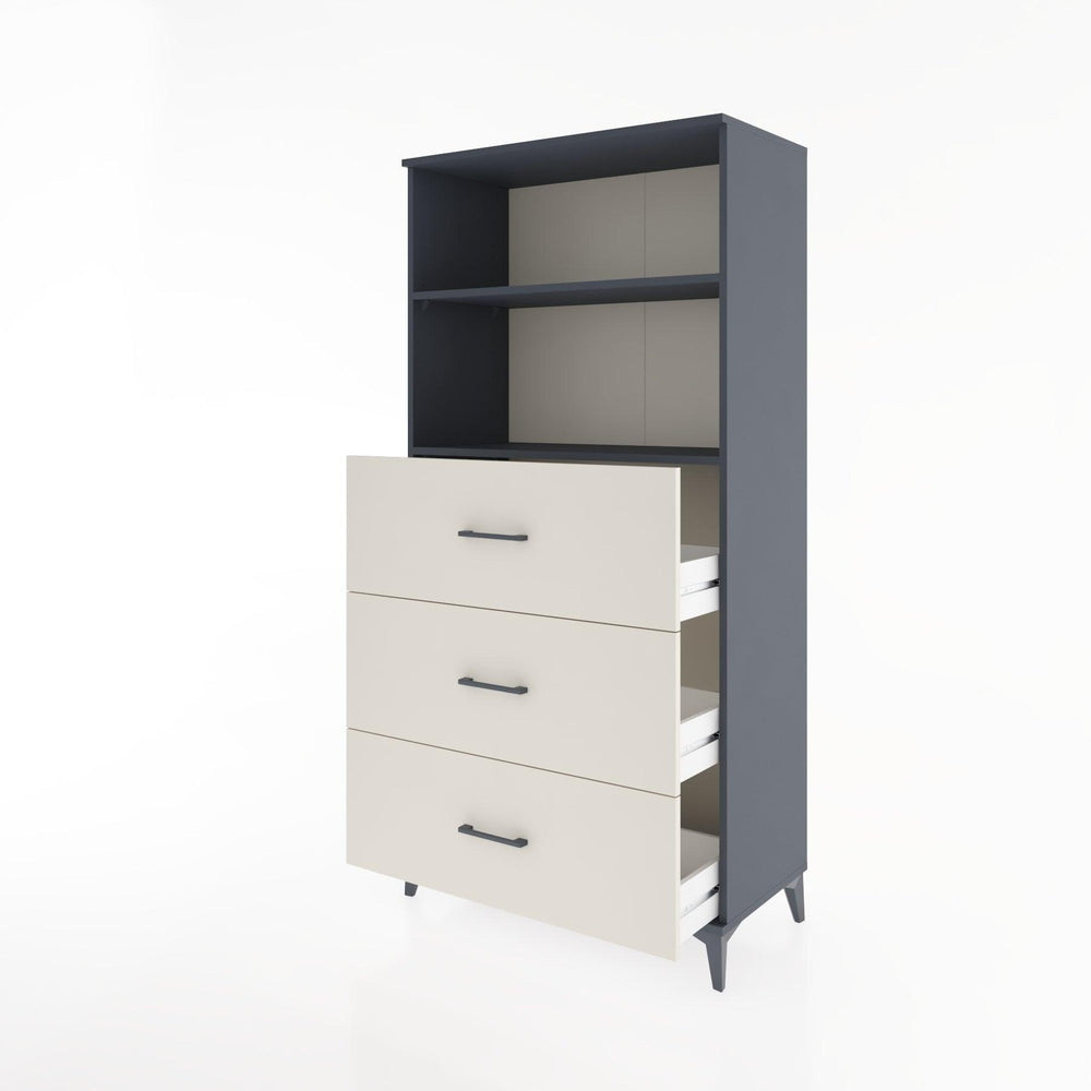 Woodntry Modüler Dolap Antrasit 88x44x170 cm Çekmeceli ve Raflı CR52-2